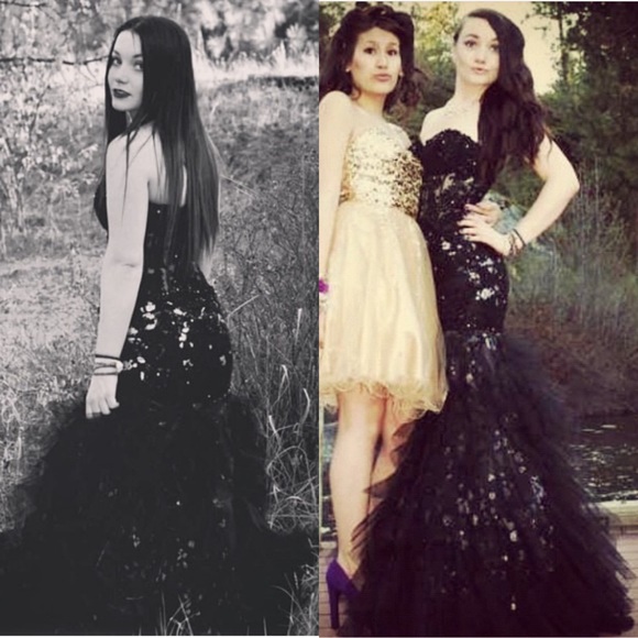 Jovani Black Corset Mermaid Prom Dress Silver Sequins size 2 - Picture 2 of 6